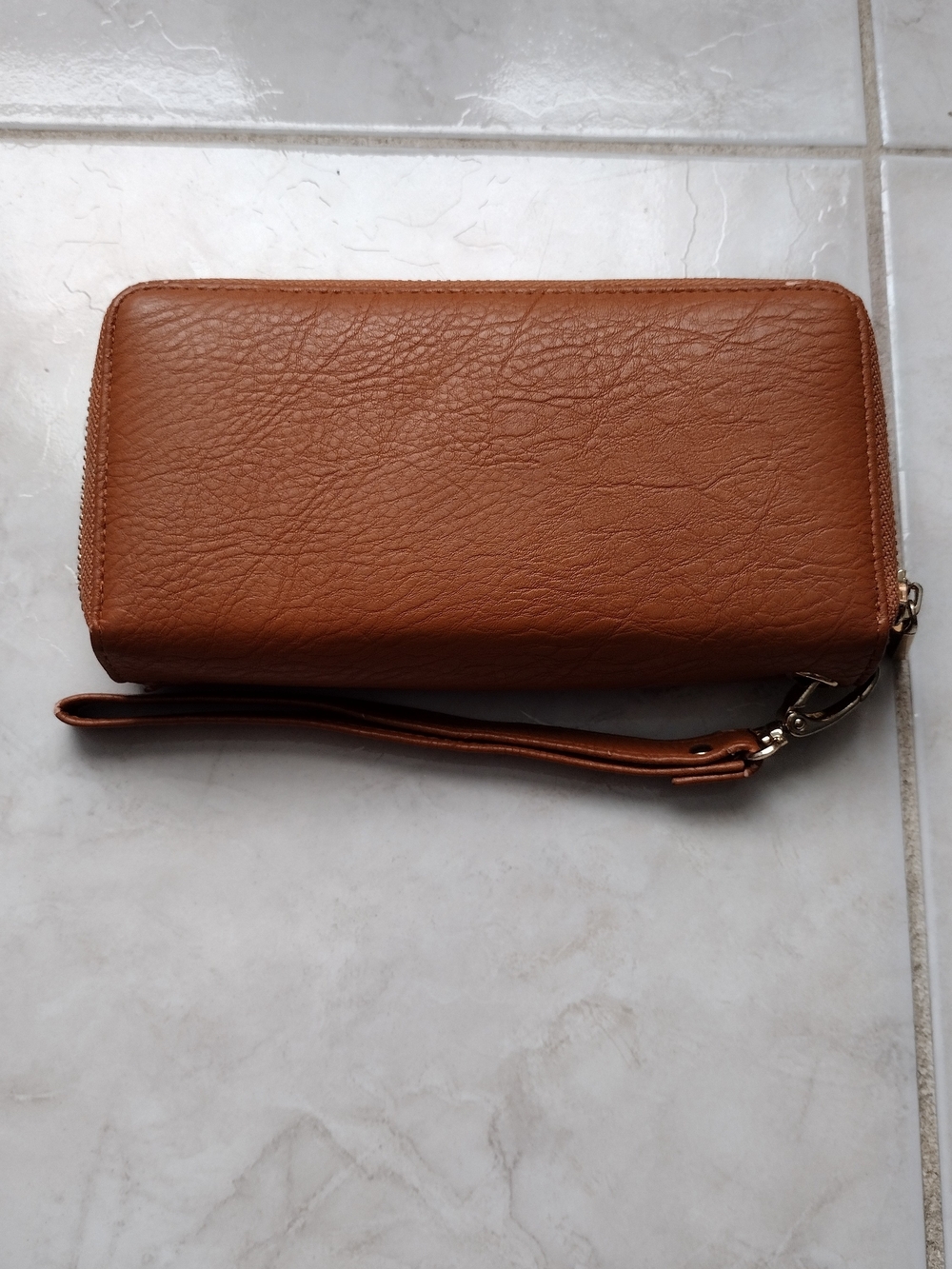 Tan Zip-Around Wristlet Wallet